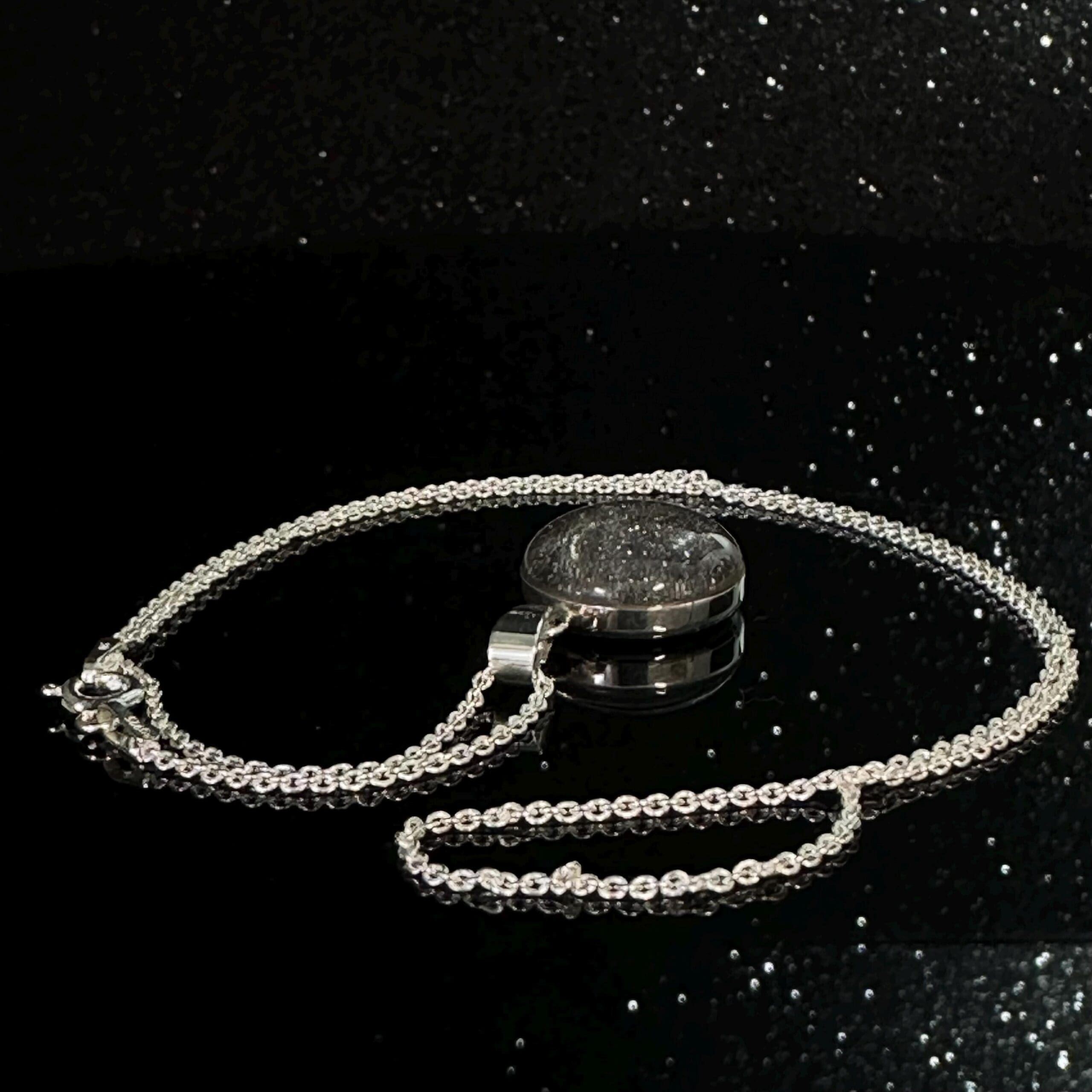 Amulett Merkur – Rundes Amulett mit Meteoritenstaub, 925 Silber – Bild 8