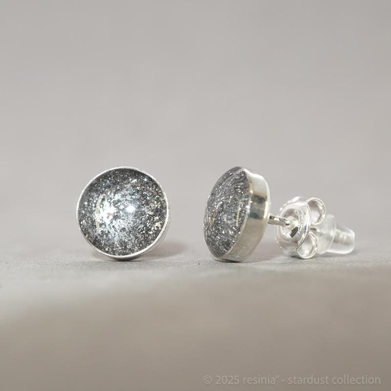 Ohrstecker Gemini L – 8 mm, 925 Silber mit Meteoritenstaub – Bild 4