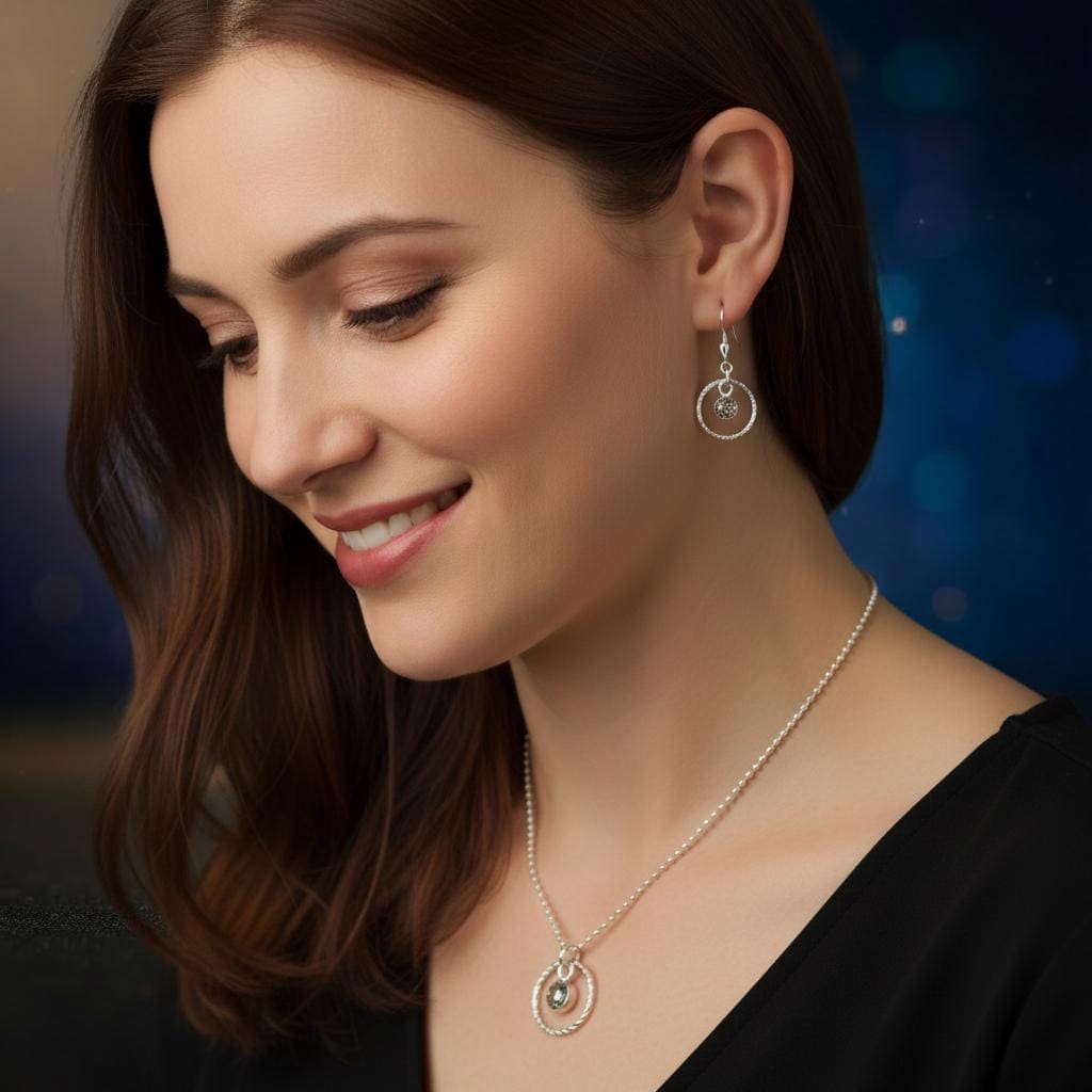 Ohrhänger Aurora S – 4 mm, 925 Silber mit Meteoritenstaub – Bild 4