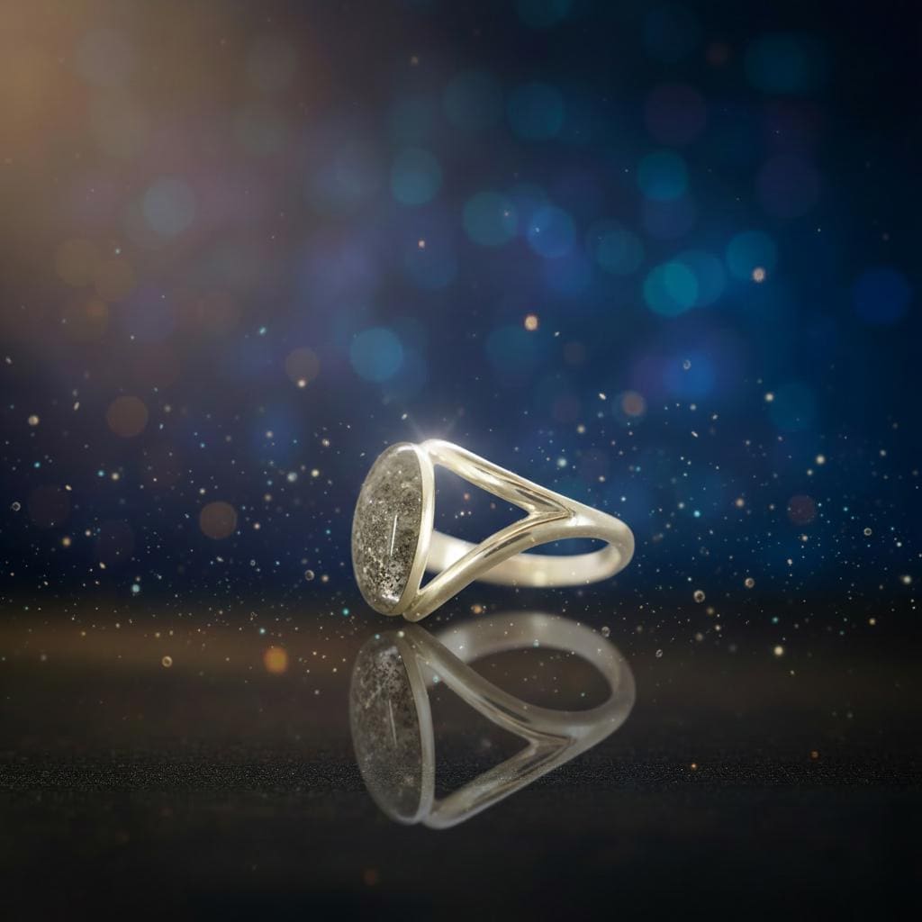 Ring Ceres – 925 Silber mit Meteoritenstaub, oval 10×14 mm – Bild 6