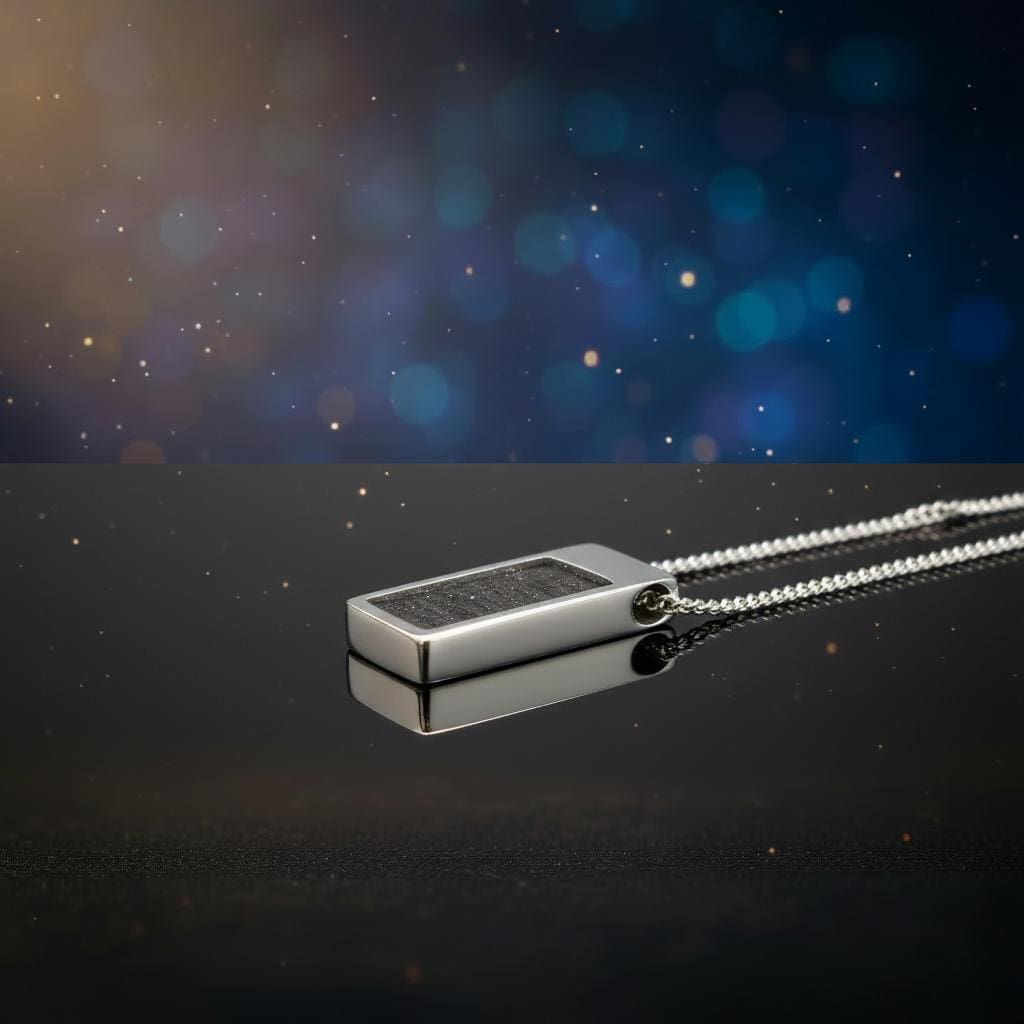 Amulett Monolith L – Rechteckiges Amulett mit Meteoritenstaub, 925 Silber – Bild 5