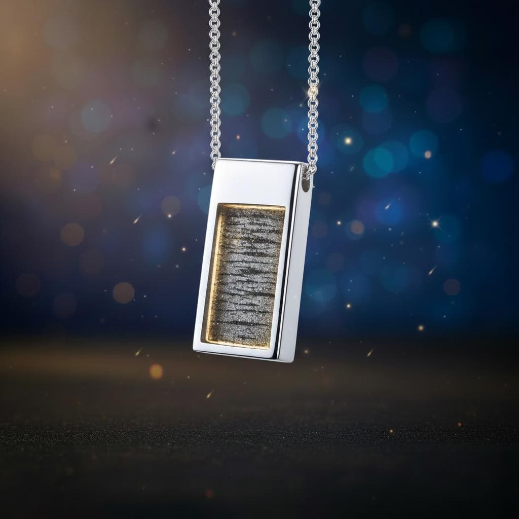 Amulett Monolith L – Rechteckiges Amulett mit Meteoritenstaub, 925 Silber – Bild 7