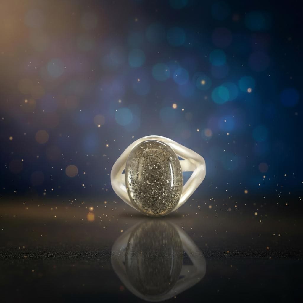 Ring Ceres – 925 Silber mit Meteoritenstaub, oval 10×14 mm – Bild 4