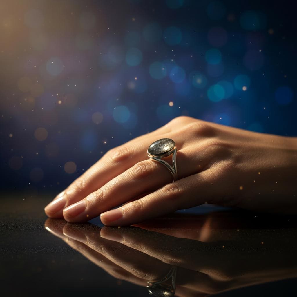 Ring Ceres – 925 Silber mit Meteoritenstaub, oval 10×14 mm – Bild 7