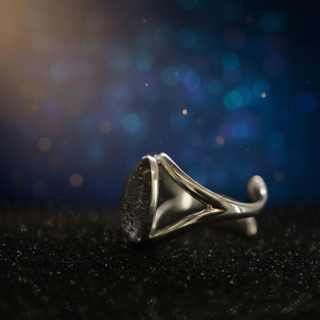 Ring Ceres – 925 Silber mit Meteoritenstaub, oval 10×14 mm – Bild 2