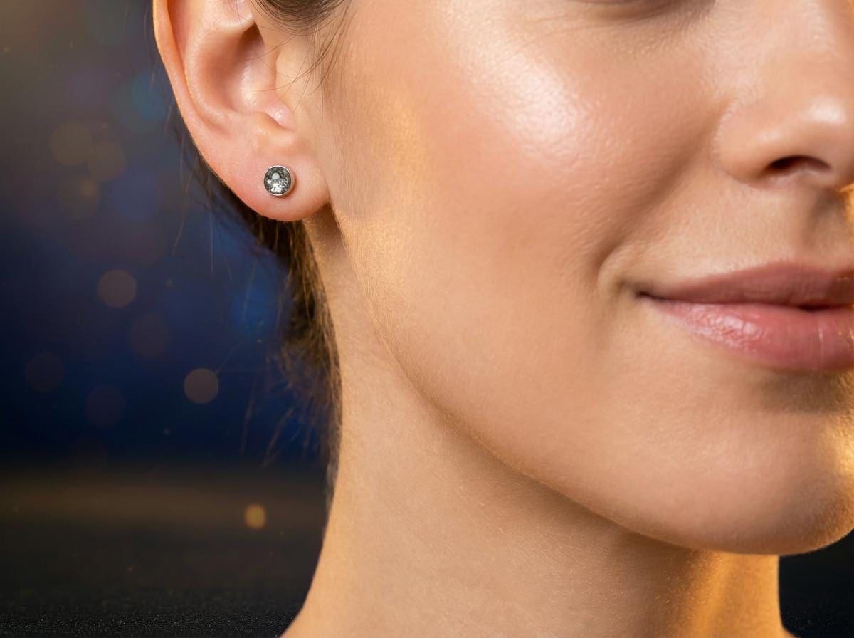 Ohrstecker Gemini S – 4 mm, 925 Silber mit Meteoritenstaub – Bild 3