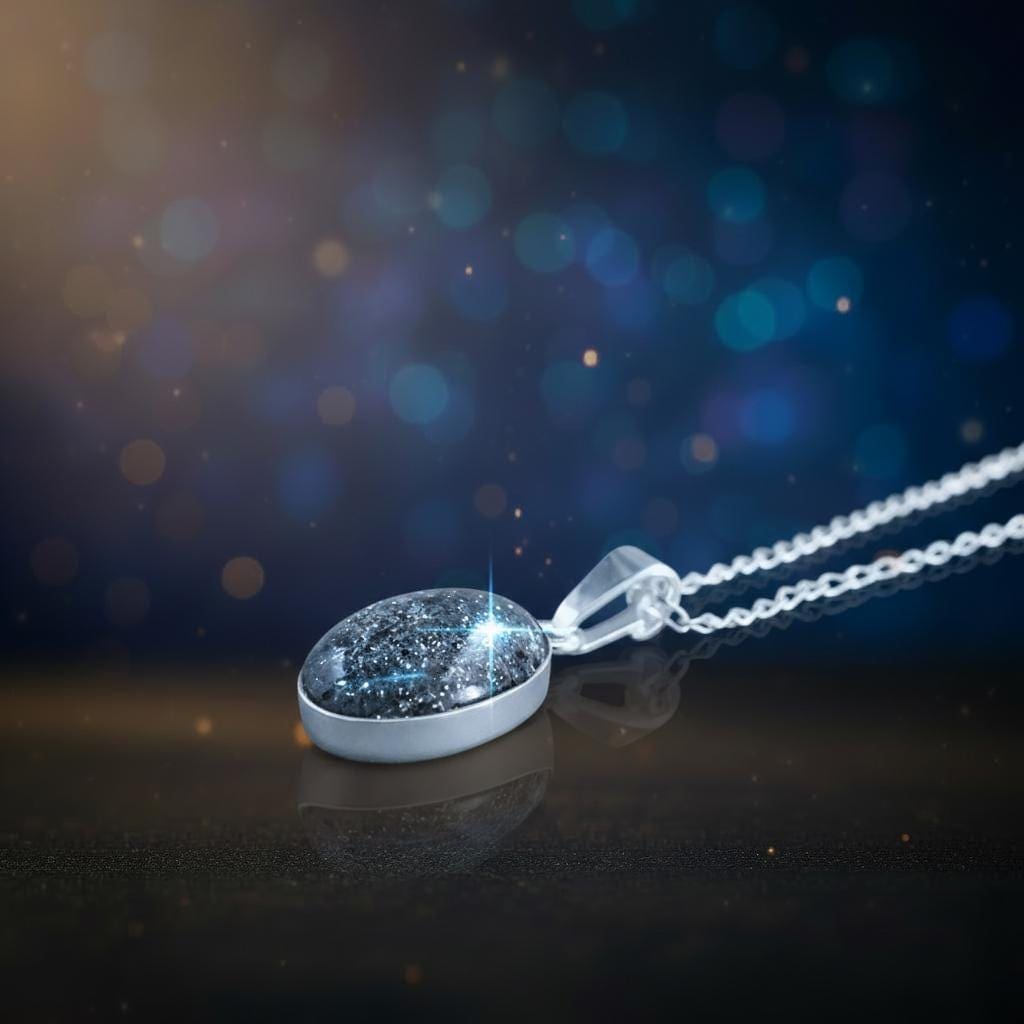 Amulett Ceres – Ovaler Meteoritschmuck mit Sternenstaub, 925 Silber – Bild 4