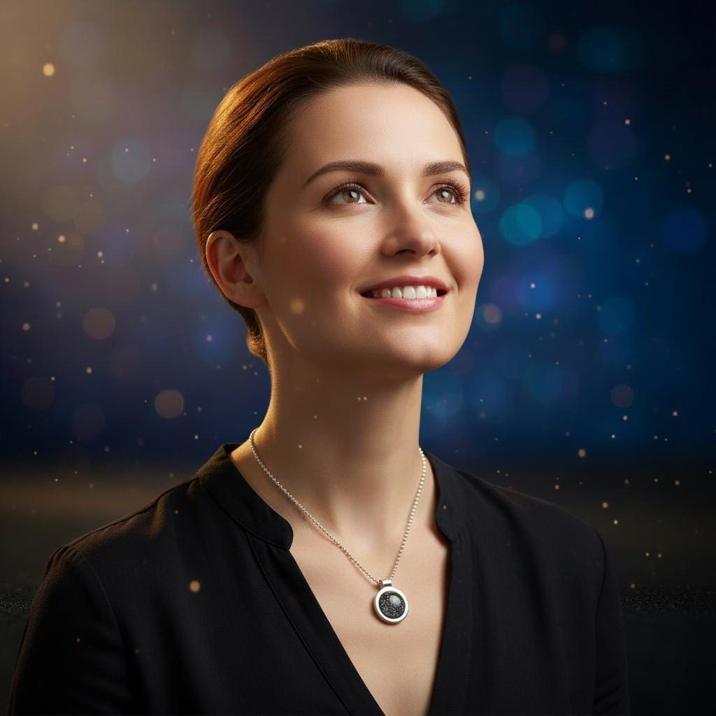 Amulett Saturn S – Meteoritschmuck mit Sternenstaub, 925 Silber – Bild 6