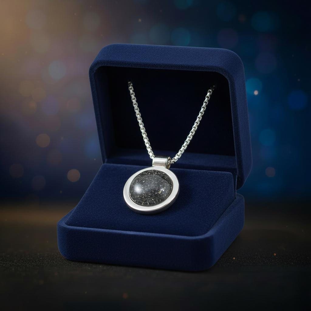 Amulett Saturn S – Meteoritschmuck mit Sternenstaub, 925 Silber – Bild 7