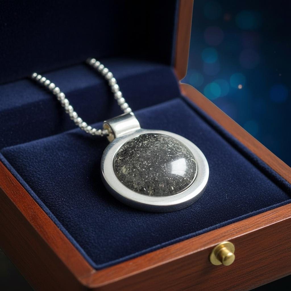 Amulett Saturn S – Meteoritschmuck mit Sternenstaub, 925 Silber – Bild 3