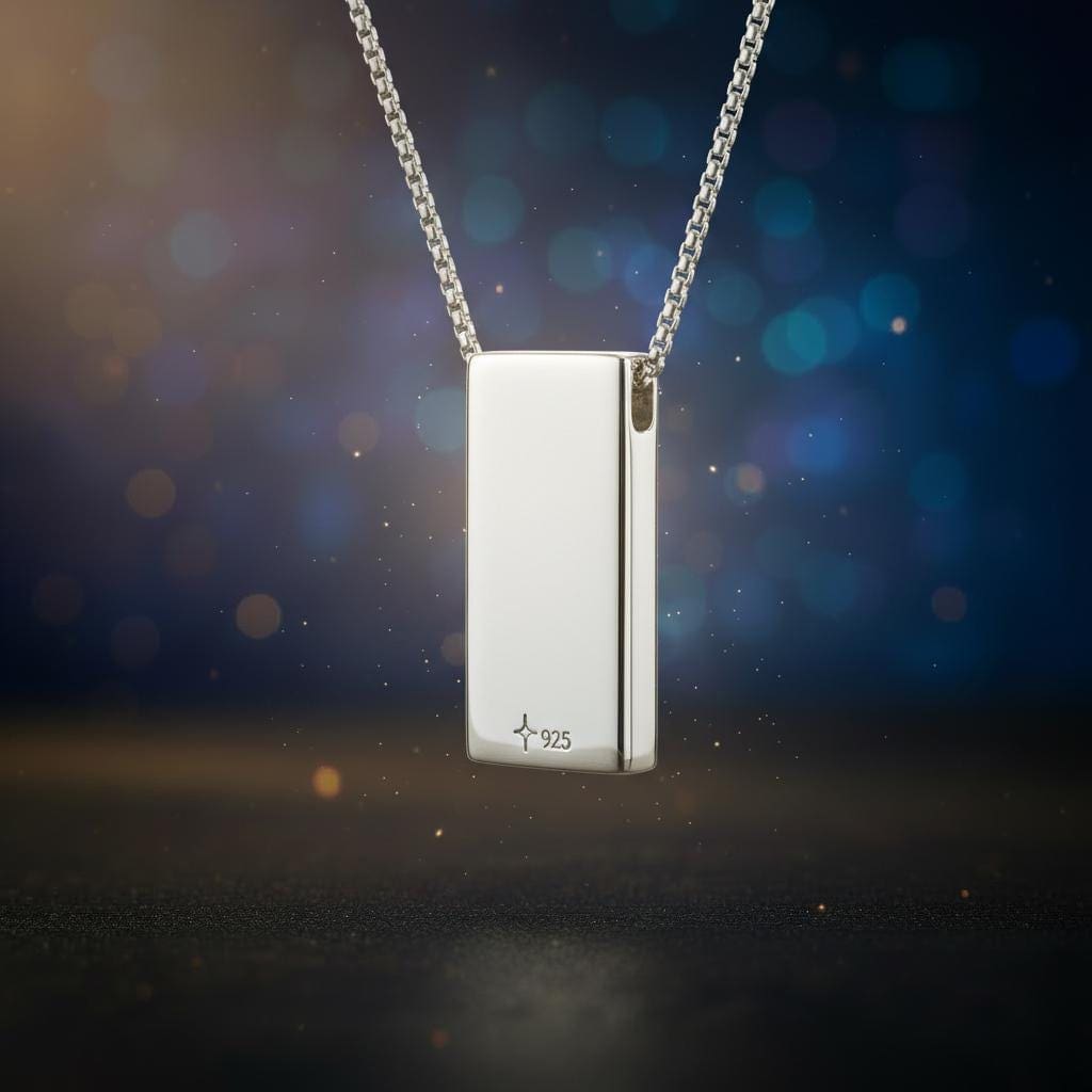 Amulett Monolith S – Rechteckiges Amulett mit Meteoritenstaub, 925 Silber – Bild 3