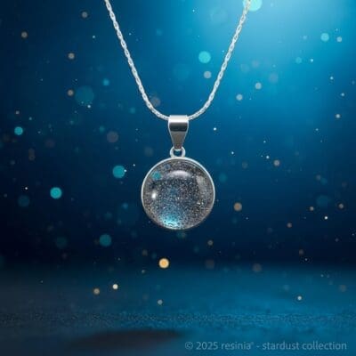 Amulett Neptun – Transparente Fassung mit Meteoritenstaub, 925 Silber