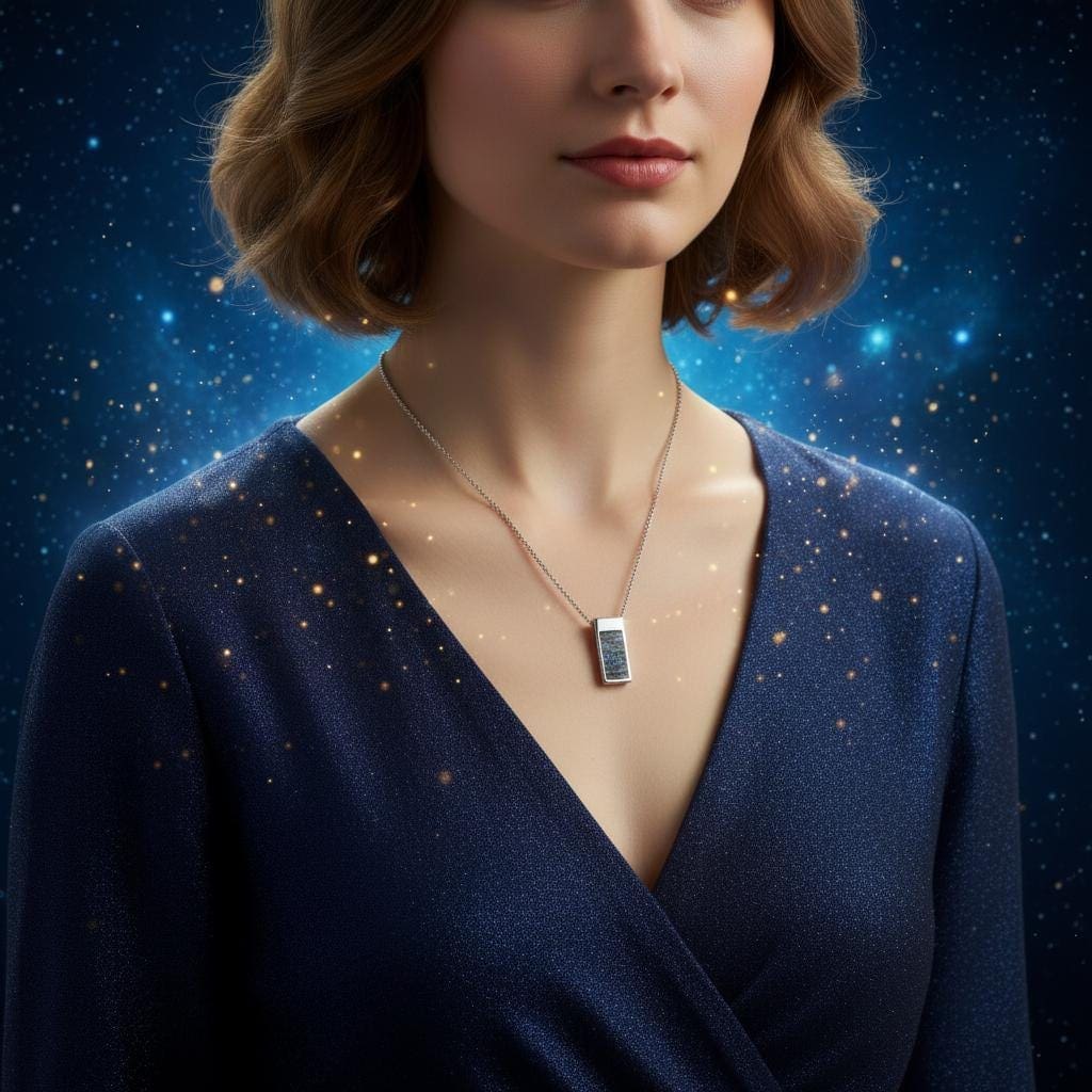 Amulett Monolith S – Rechteckiges Amulett mit Meteoritenstaub, 925 Silber – Bild 7